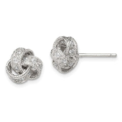 QE7355 Sterling Silver Rhodium-plated CZ Love Knot Post Earrings