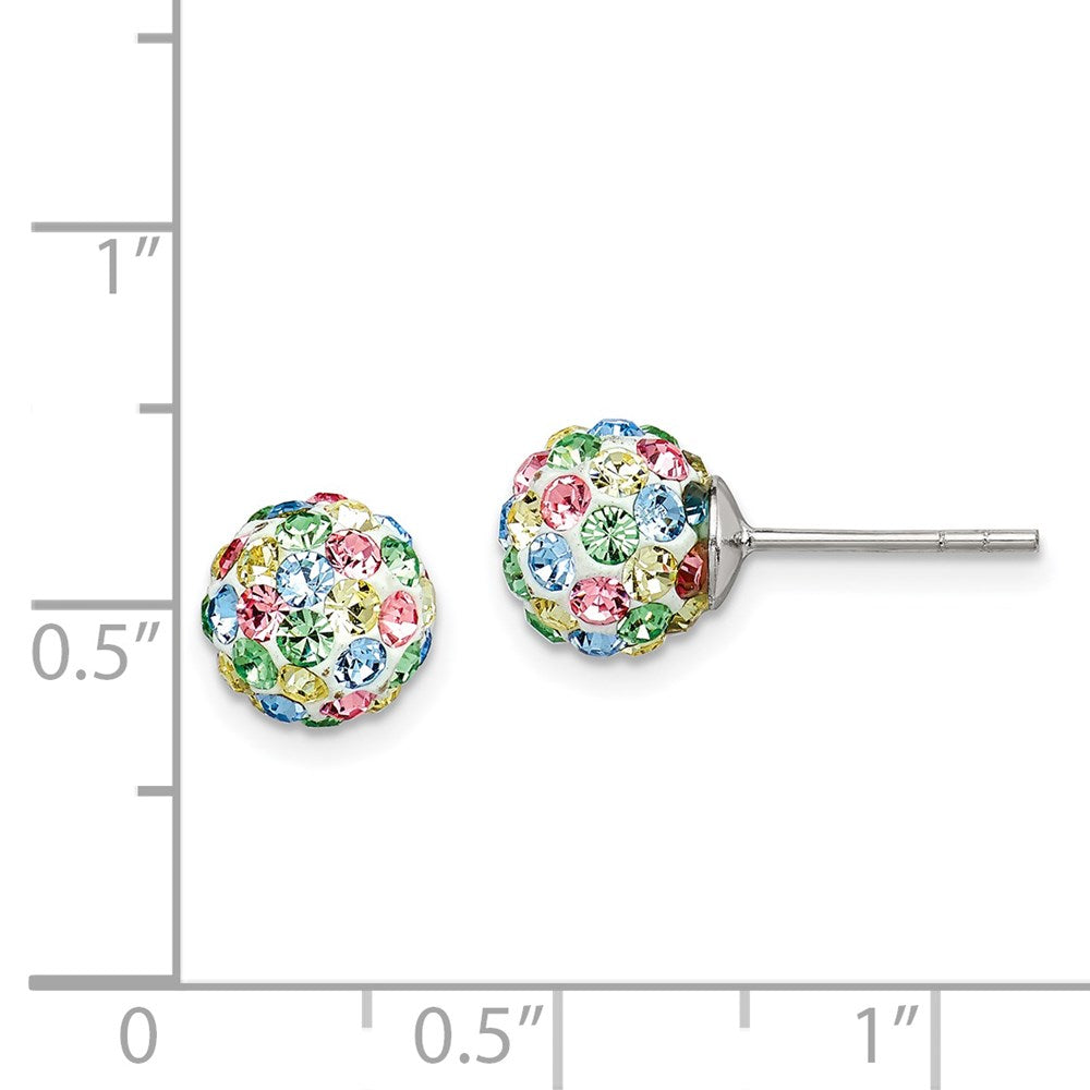 QE7447 Sterling Silver Rhod-pltd Multicolor Preciosa Crystal 7mm Post Earrings