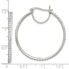 QE7457 Sterling Silver Rhodium-plated White Preciosa Crystal Hoop Earrings