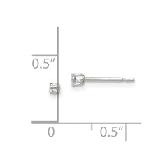 QE7471 Sterling Silver Polished Children's 2mm Round Snap Set CZ Stud Earrings