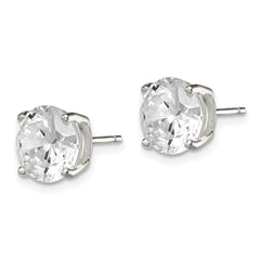 QE7472 Sterling Silver 9mm Round Basket Set CZ Stud Earrings