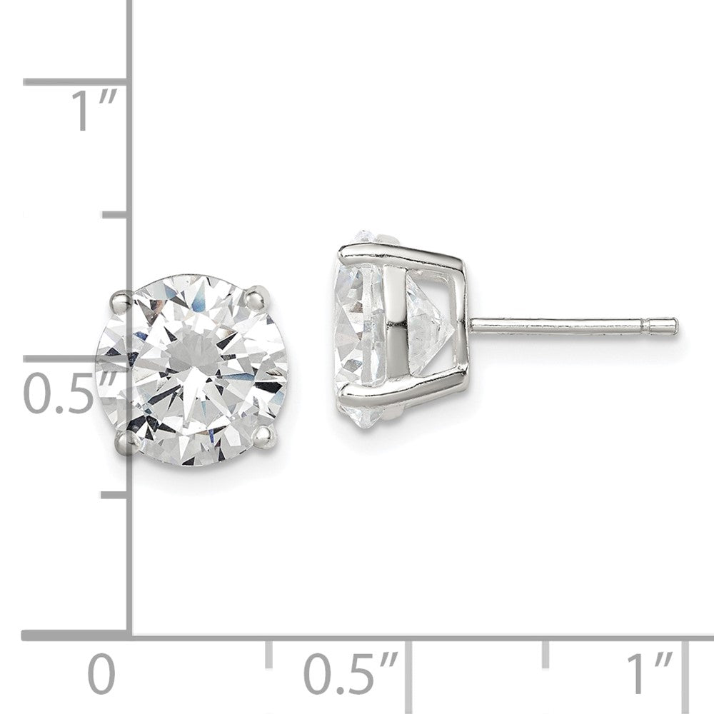 QE7472 Sterling Silver 9mm Round Basket Set CZ Stud Earrings