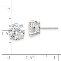QE7472 Sterling Silver 9mm Round Basket Set CZ Stud Earrings