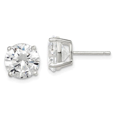 QE7472 Sterling Silver 9mm Round Basket Set CZ Stud Earrings
