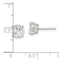 QE7483 Sterling Silver 7mm Round Basket Set Cross-cut CZ Stud Earrings