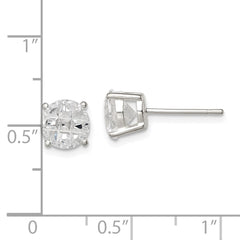 QE7495 Sterling Silver 7mm Round Basket Set Laser-cut CZ Stud Earrings