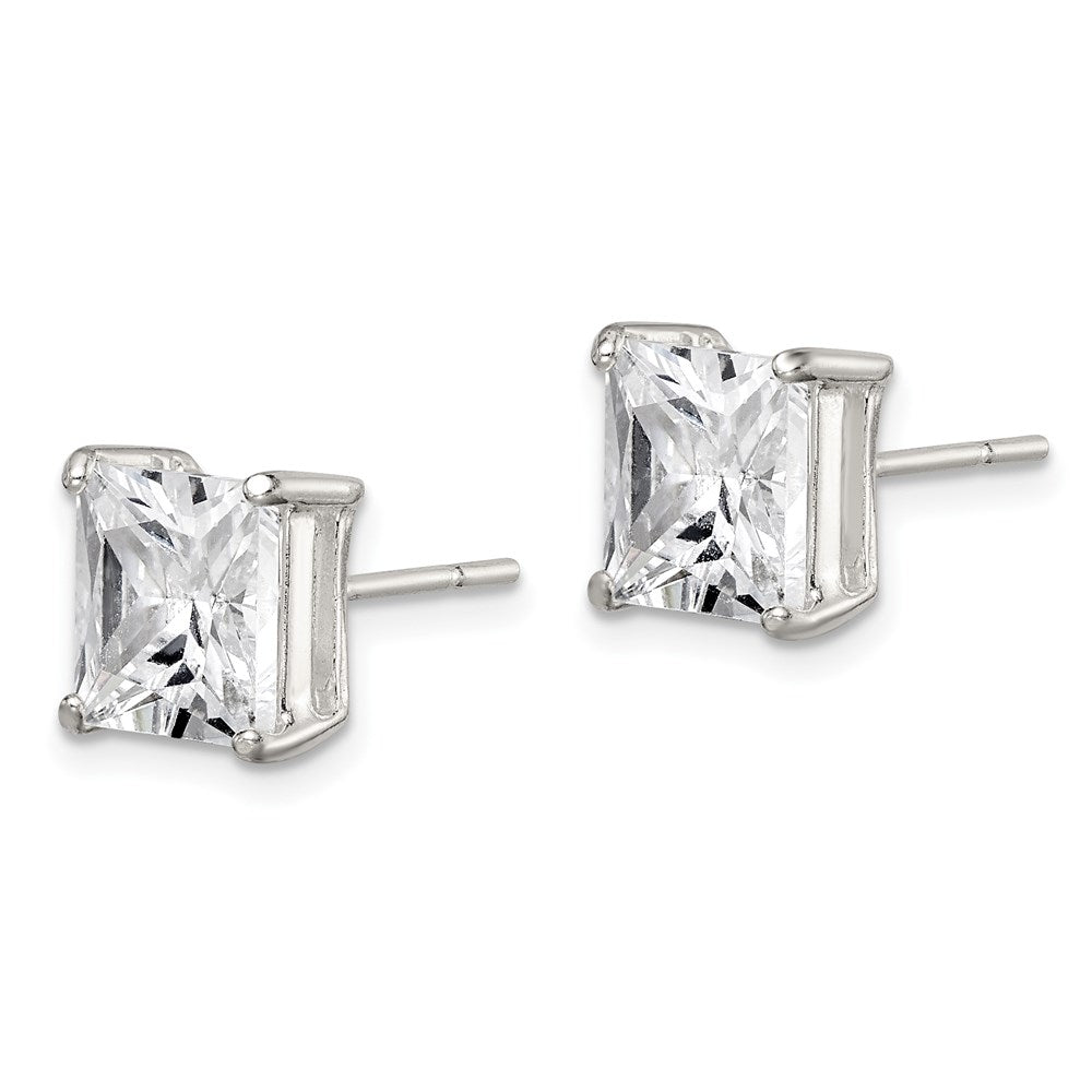 QE7508 Sterling Silver 8mm Square CZ Basket Set Stud Earrings