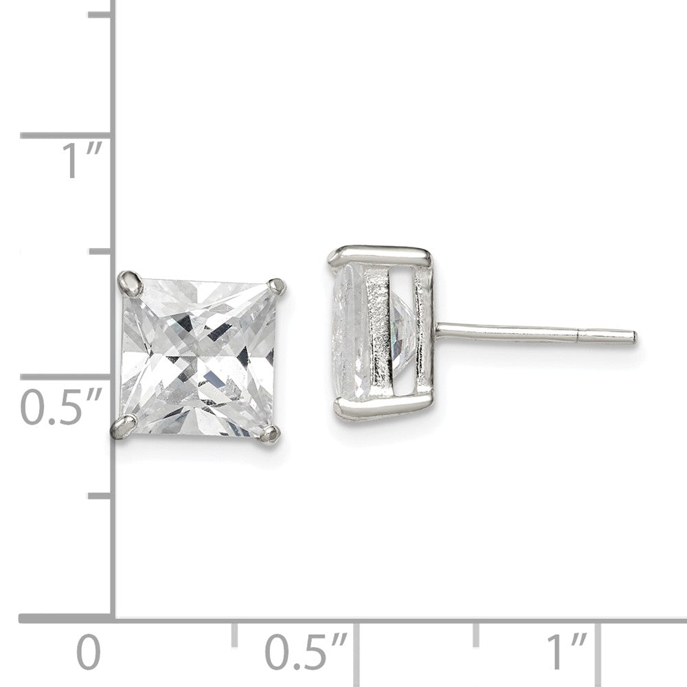 QE7508 Sterling Silver 8mm Square CZ Basket Set Stud Earrings