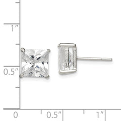 QE7508 Sterling Silver 8mm Square CZ Basket Set Stud Earrings