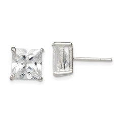 QE7508 Sterling Silver 8mm Square CZ Basket Set Stud Earrings