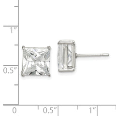 QE7509 Sterling Silver 9mm Square CZ Basket Set Stud Earrings