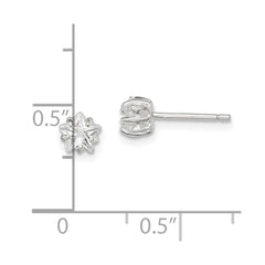 QE7548 Sterling Silver Polished 5mm Star Basket Set CZ Stud Earrings