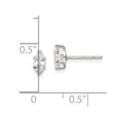 QE7552 Sterling Silver Polished 6x3mm Marquise Snap Set CZ Stud Earrings