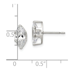 QE7555 Sterling Silver Polished 10x5mm Marquise Snap Set CZ Stud Earrings