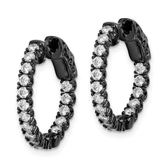 QE7567B Sterling Shimmer Black Rhodium-plated 34 Stone 2.0mm CZ In and Out Round Hinged Hoop Earrings