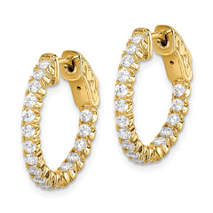 QE7567Y Sterling Shimmer Sterling Silver Gold-tone Flash Gold-plated 34 Stone 2.0mm CZ In and Out Round Hinged Hoop Earrings