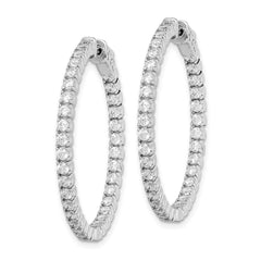 QE7569 Sterling Shimmer Sterling Silver Rhodium-plated 70 Stone 2mm CZ In and Out Round Hinged Hoop Earrings