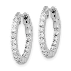 QE7575 Sterling Shimmer Sterling Silver Rhodium-plated 32 Stone 2.0mm CZ In and Out Round Hinged Hoop Earrings
