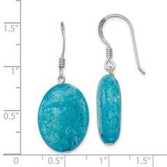 QE7614 Sterling Silver Polished Cracked Aventurine Oval Dangle Earrings