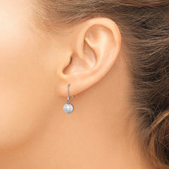 QE7673 Sterling Silver Rhodium-plated 7-8mm Grey Semi-Round Freshwater Cultured Pearl Dangle Earrings