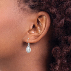 QE7674 Sterling Silver Rhodium-plated Grey 8-9mm Rice Freshwater Cultured Pearl Dangle Earrings