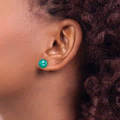 QE7806 Sterling Silver Polished Teal 6-7mm Freshwater Cultured Pearl Button Post Earrings