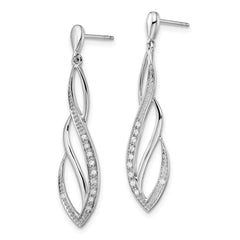 QE7816 Sterling Silver Rhodium Diam. Dangle Post Earrings