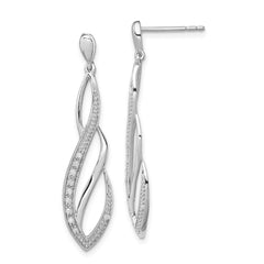 QE7816 Sterling Silver Rhodium Diam. Dangle Post Earrings
