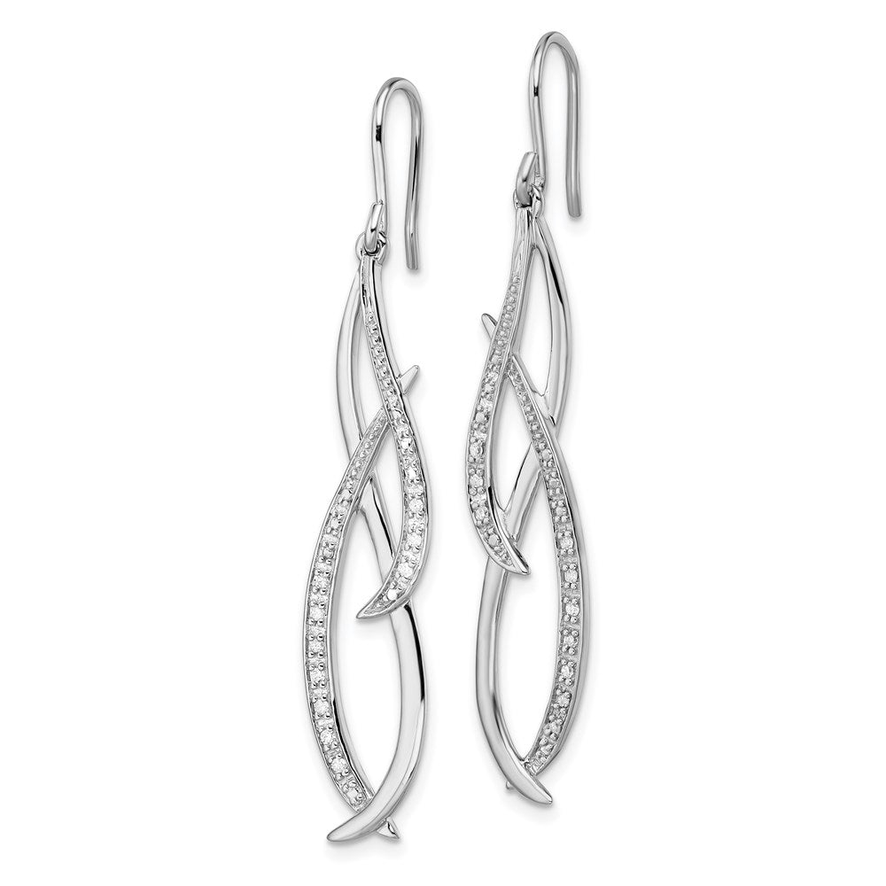 QE7826 Sterling Silver Rhodium Diam. Dangle Earrings
