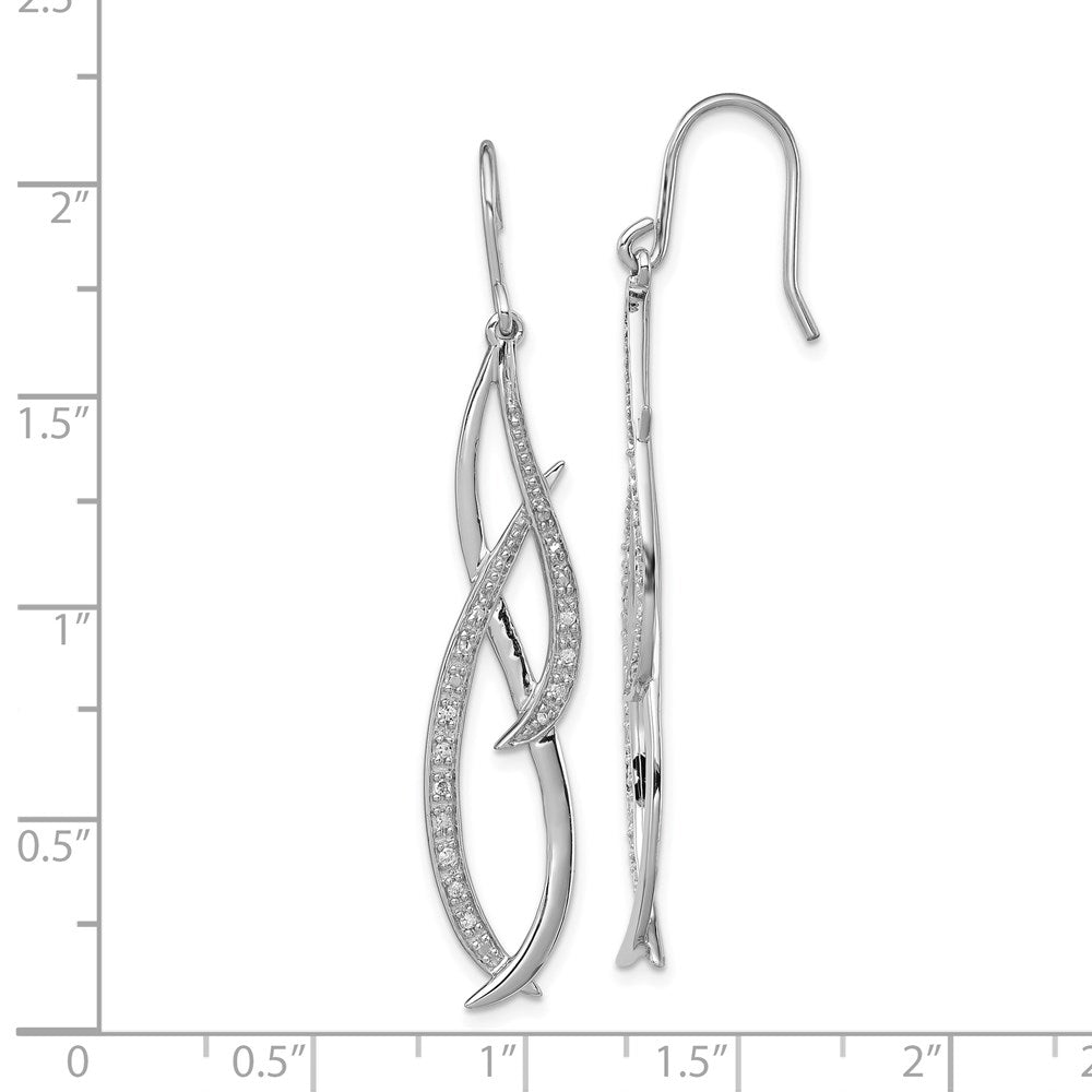 QE7826 Sterling Silver Rhodium Diam. Dangle Earrings