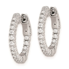QE7945 Sterling Shimmer Sterling Silver Rhodium-plated 34 Stone 1.7mm CZ In and Out Round Hinged Hoop Earrings