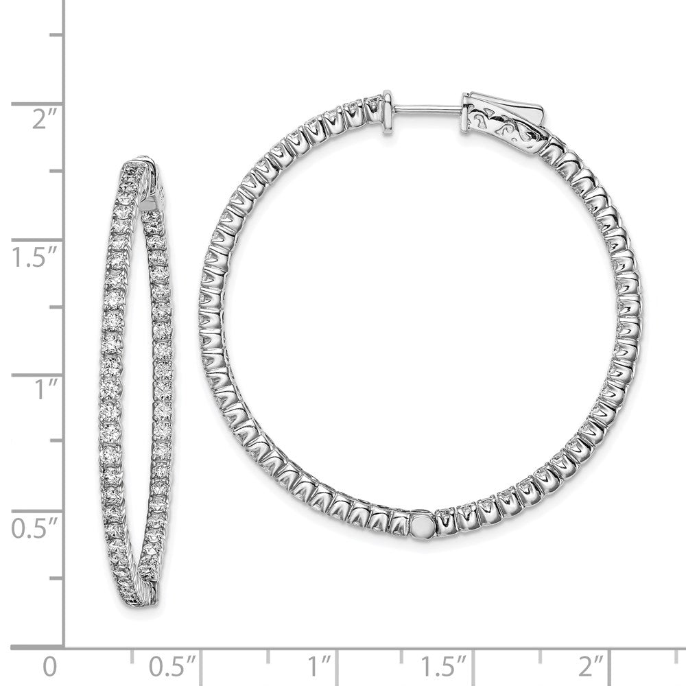QE7948 Sterling Shimmer Sterling Silver Rhodium-plated 106 Stone 1.75mm CZ In and Out Round Hinged Hoop Earrings
