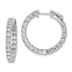 QE7958 Sterling Shimmer Sterling Silver Rhodium-plated 38 Stone 2.5mm CZ In and Out Round Hinged Hoop Earrings