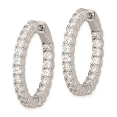 QE7959 Sterling Shimmer Sterling Silver Rhodium-plated 42 Stone 2.5mm CZ In and Out Round Hinged Hoop Earrings