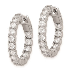 QE7962 Sterling Shimmer Sterling Silver Rhodium-plated 30 Stone 3.0mm CZ In and Out Round Hinged Hoop Earrings