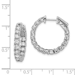 QE7962 Sterling Shimmer Sterling Silver Rhodium-plated 30 Stone 3.0mm CZ In and Out Round Hinged Hoop Earrings