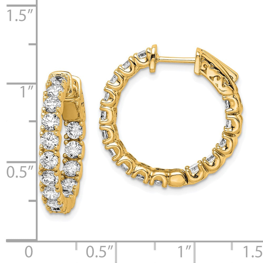 QE7962Y Sterling Shimmer Sterling Silver Gold-tone Flash Gold-plated 3mm CZ 30 Stone In and Out Hinged Hoop Earrings