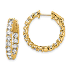 QE7962Y Sterling Shimmer Sterling Silver Gold-tone Flash Gold-plated 3mm CZ 30 Stone In and Out Hinged Hoop Earrings