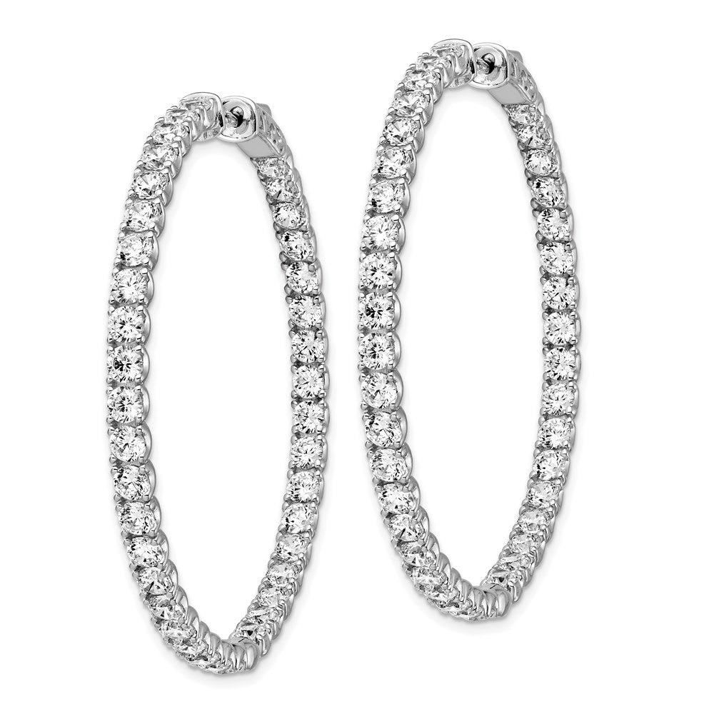 QE7964 Sterling Shimmer Sterling Silver Rhodium-plated 78 Stone 3.0mm CZ In and Out Round Hinged Hoop Earrings