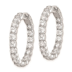 QE7966 Sterling Shimmer Sterling Silver Rhodium-plated 36 Stone 3.5mm CZ In and Out Round Hinged Hoop Earrings