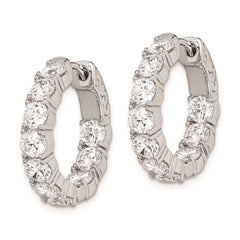 QE7968 Sterling Shimmer Sterling Silver Rhodium-plated 20 Stone 3.75mm CZ In and Out Round Hinged Hoop Earrings
