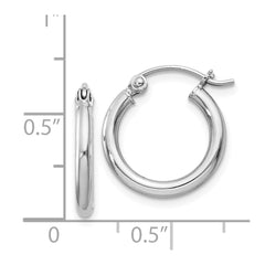 QE797 Sterling Silver Rhodium-plated 2mm Round Hoop Earrings