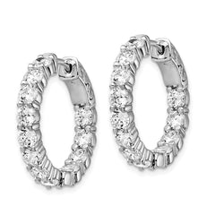 QE7971 Sterling Shimmer Sterling Silver Rhodium-plated 24 Stone 3.5mm CZ In and Out Round Hinged Hoop Earrings