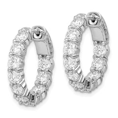 QE7974 Sterling Shimmer Sterling Silver Rhodium-plated 20 Stone 3.75mm CZ In and Out Round Hinged Hoop Earrings
