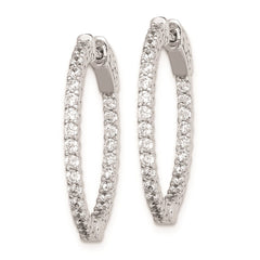 QE7979 Sterling Shimmer Sterling Silver Rhodium-plated 56 Stone 1.7mm CZ In and Out Round Hinged Hoop Earrings
