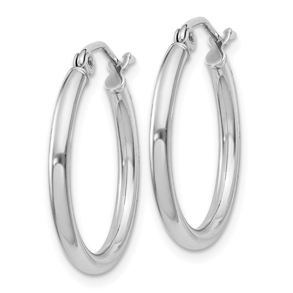 QE798 Sterling Silver Rhodium-plated 2mm Round Hoop Earrings