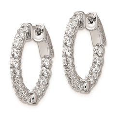 QE7983 Sterling Shimmer Sterling Silver Rhodium-plated 30 Stone 2.3mm CZ In and Out Round Hinged Hoop Earrings
