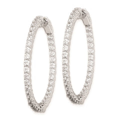 QE7985 Sterling Shimmer Sterling Silver Rhodium-plated 70 Stone 2.3mm CZ In and Out Round Hinged Hoop Earrings