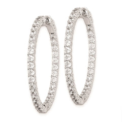 QE7988 Sterling Shimmer Sterling Silver Rhodium-plated 66 Stone 2.5mm CZ In and Out Round Hinged Hoop Earrings