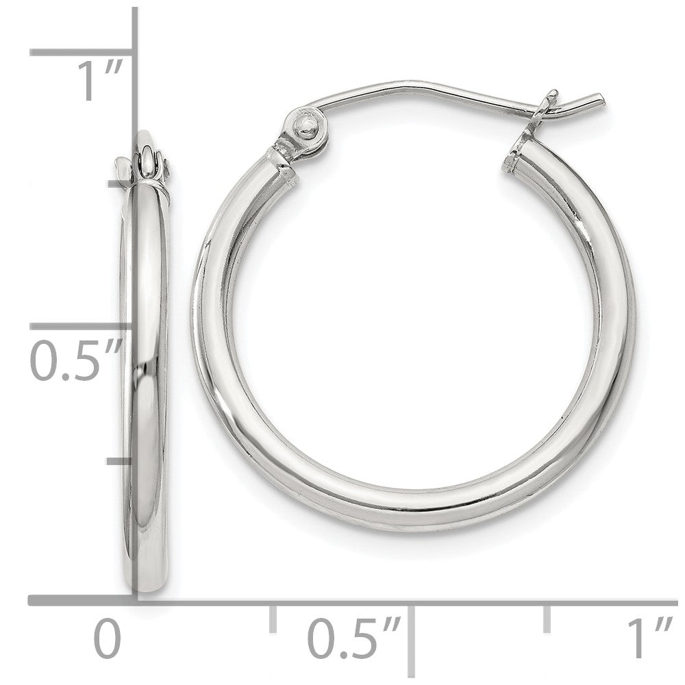 QE798SP Sterling Silver 2mm Round Hoop Earrings